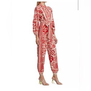 Farm Rio Floral Print Linen Blend Jumpsuit